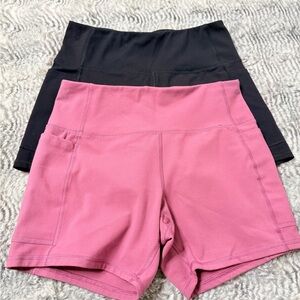 Women's Pink and Black Shorts